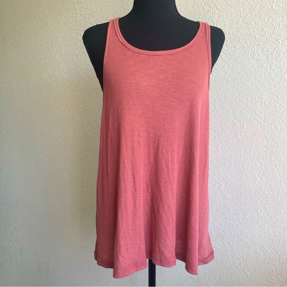 Free People • Coral Orange Tank Top Ribbed Red Sexy Fit Bohemian